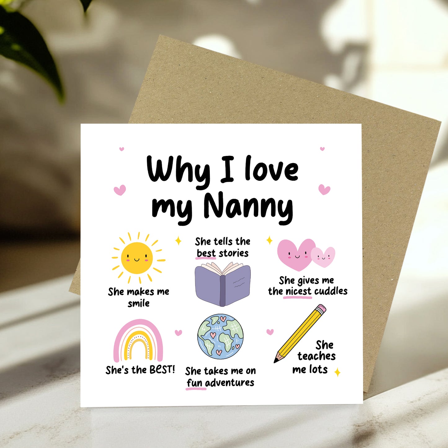 Nanny Card Why I Love Nanny Card Birthday Card for Nanny