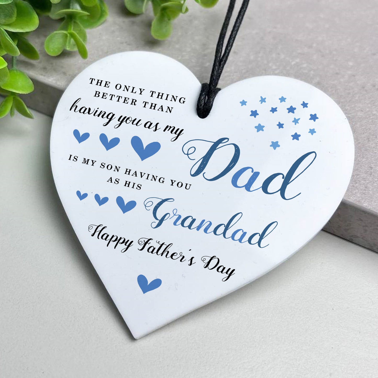 Dad and Grandad Gift For Fathers Day White Hanging Heart Gift