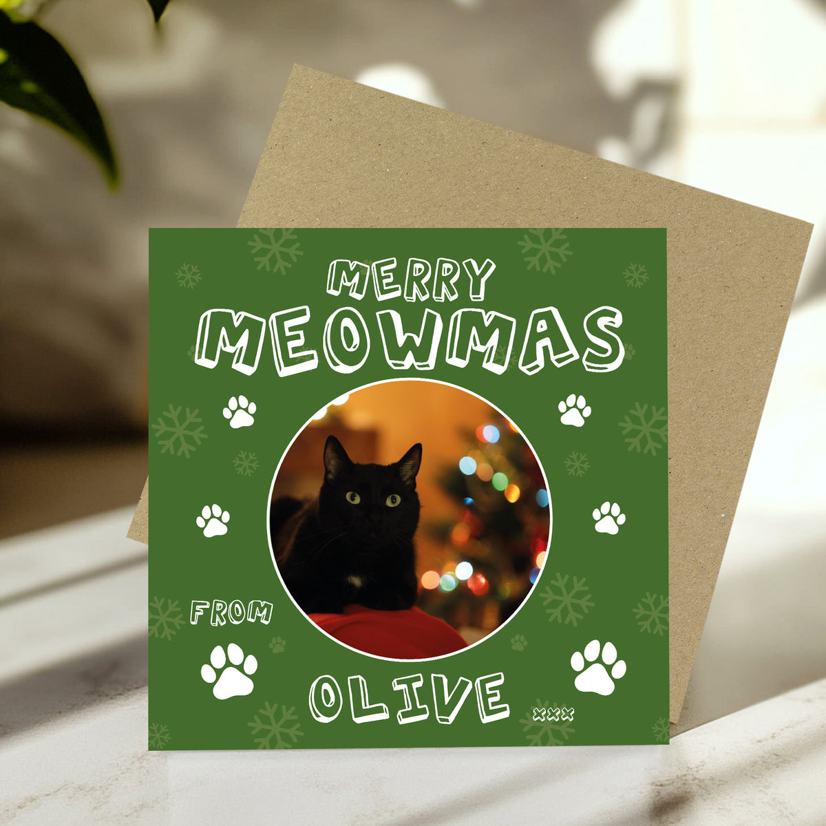 Personalised Christmas Card From The Cat Photo Greetings Card