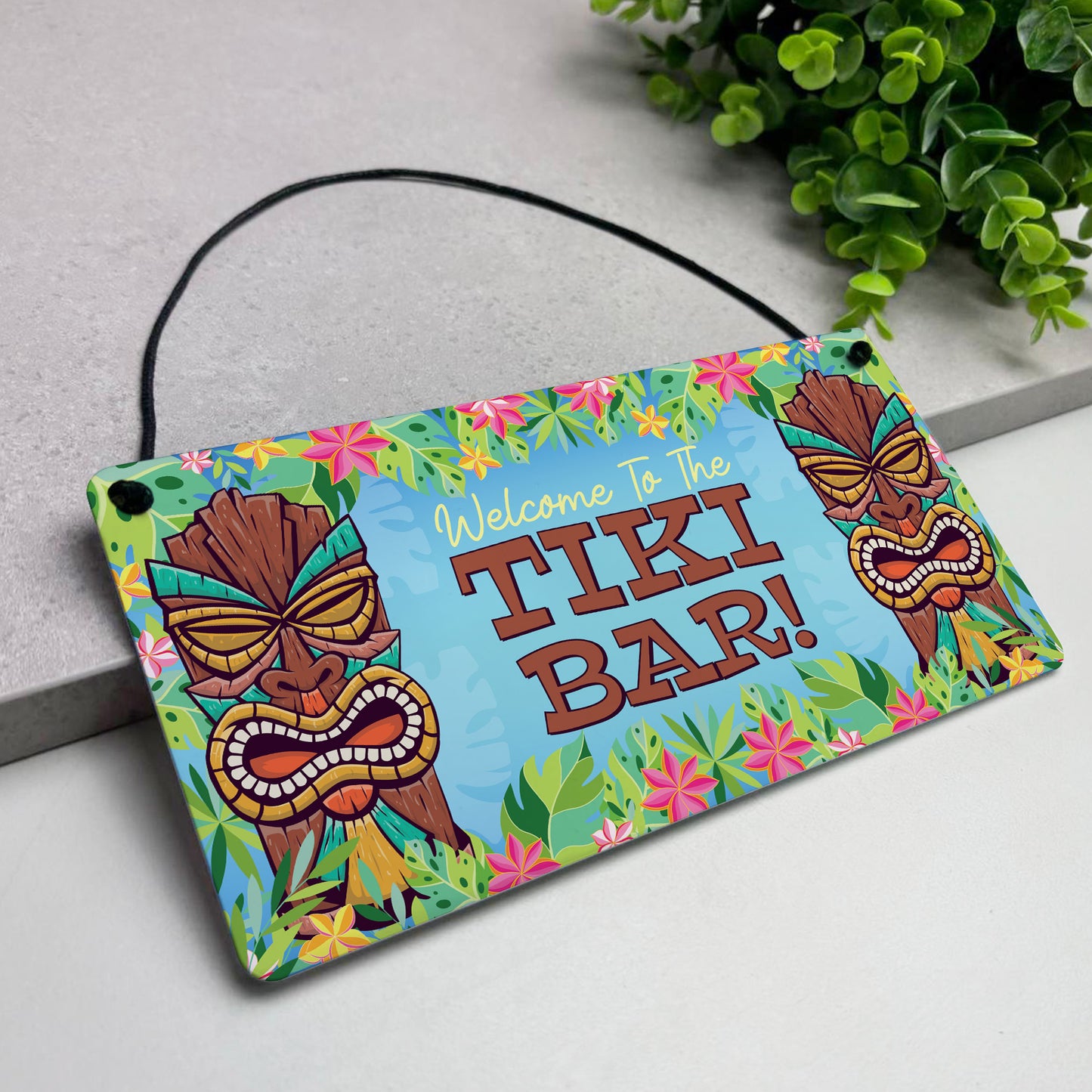 Welcome To The Tiki Bar Sign For Home Bar Hanging Wall Door Sign