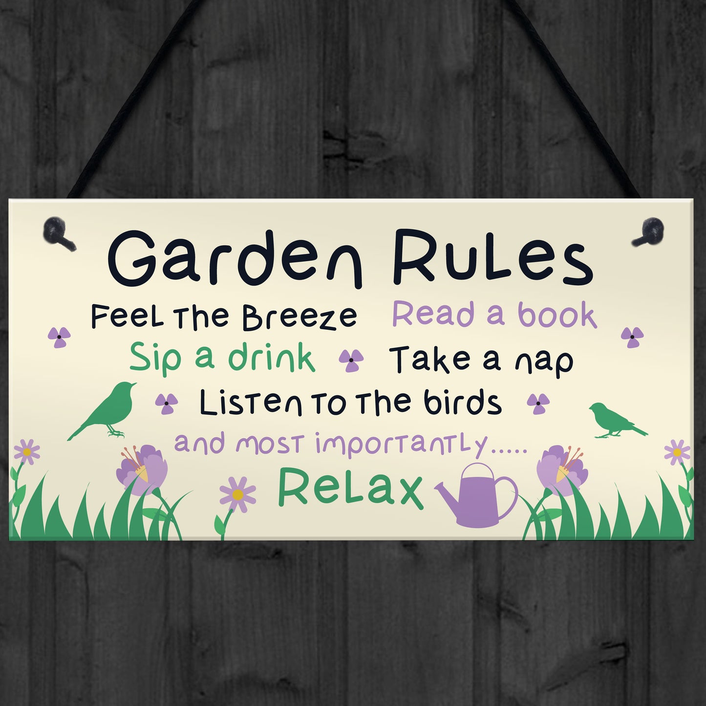 Garden Sign Gardening Gift Garden Rules Sign Novelty Garden Sign