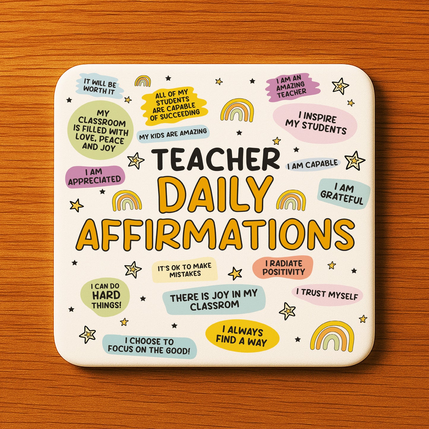 Teacher Gift Teacher Daily Affirmations Coaster TA Gift