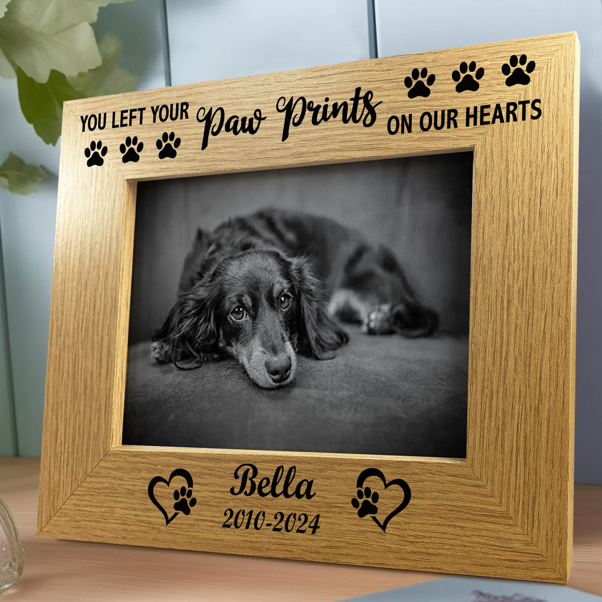 DOG MEMORIAL GIFTS Sympathy Gifts for Loss of Dog Paw Prints 7x5
