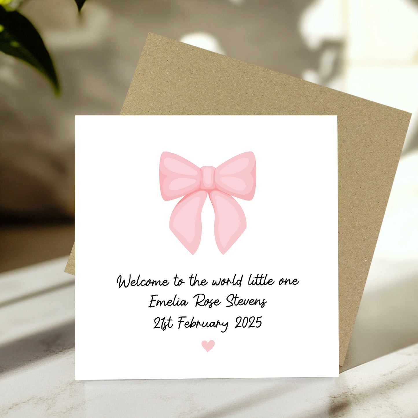 Personalised Welcome To The World Little One Pink Ribbon Design