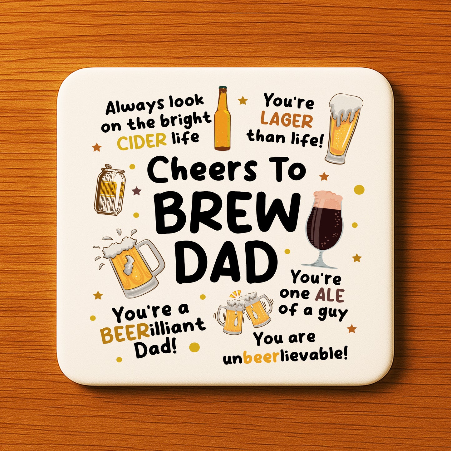 Funny Dad Gift Dad Coaster Cheers To Brew Dad Gift For Birthday
