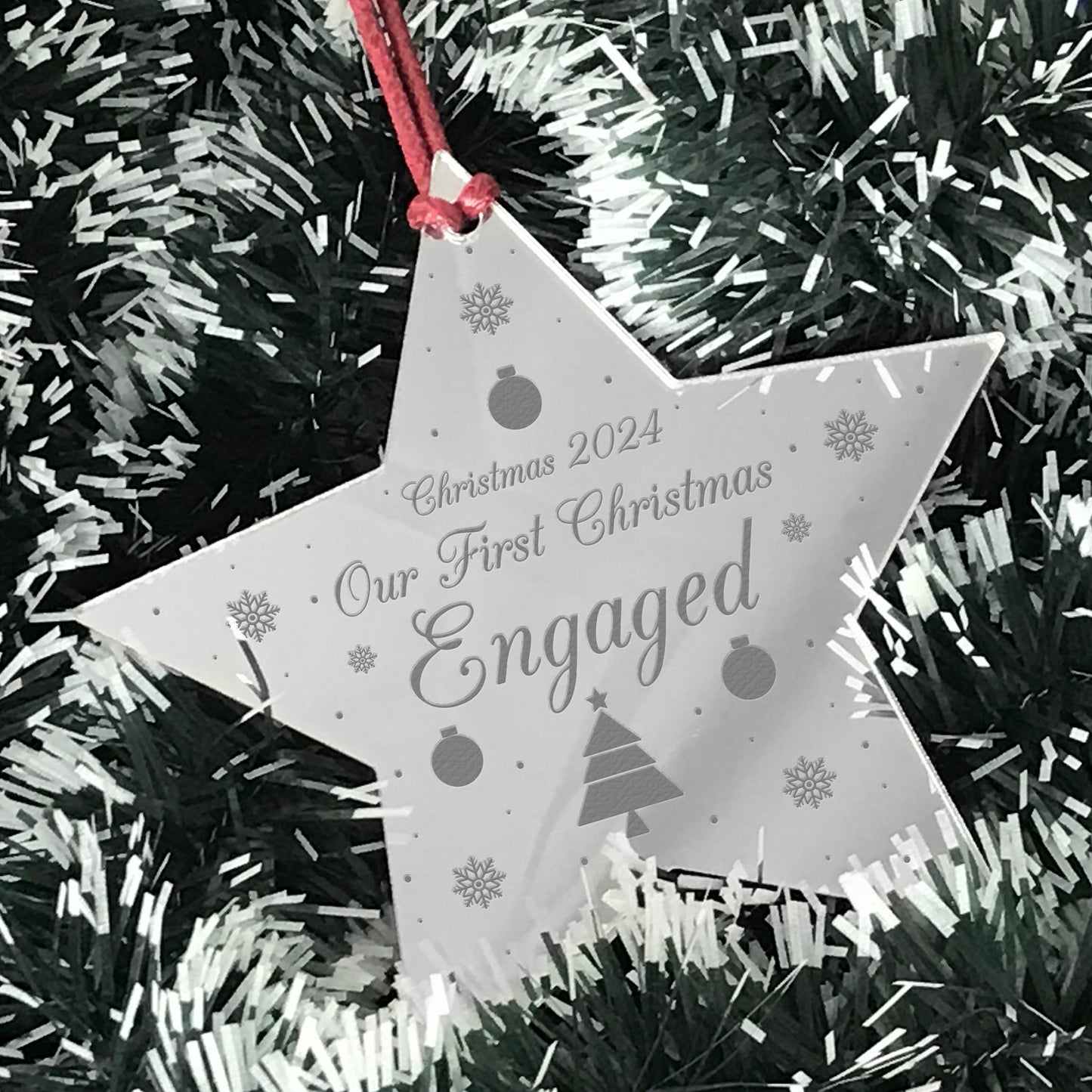 Our First Christmas Engaged Decoration Personalised Bauble
