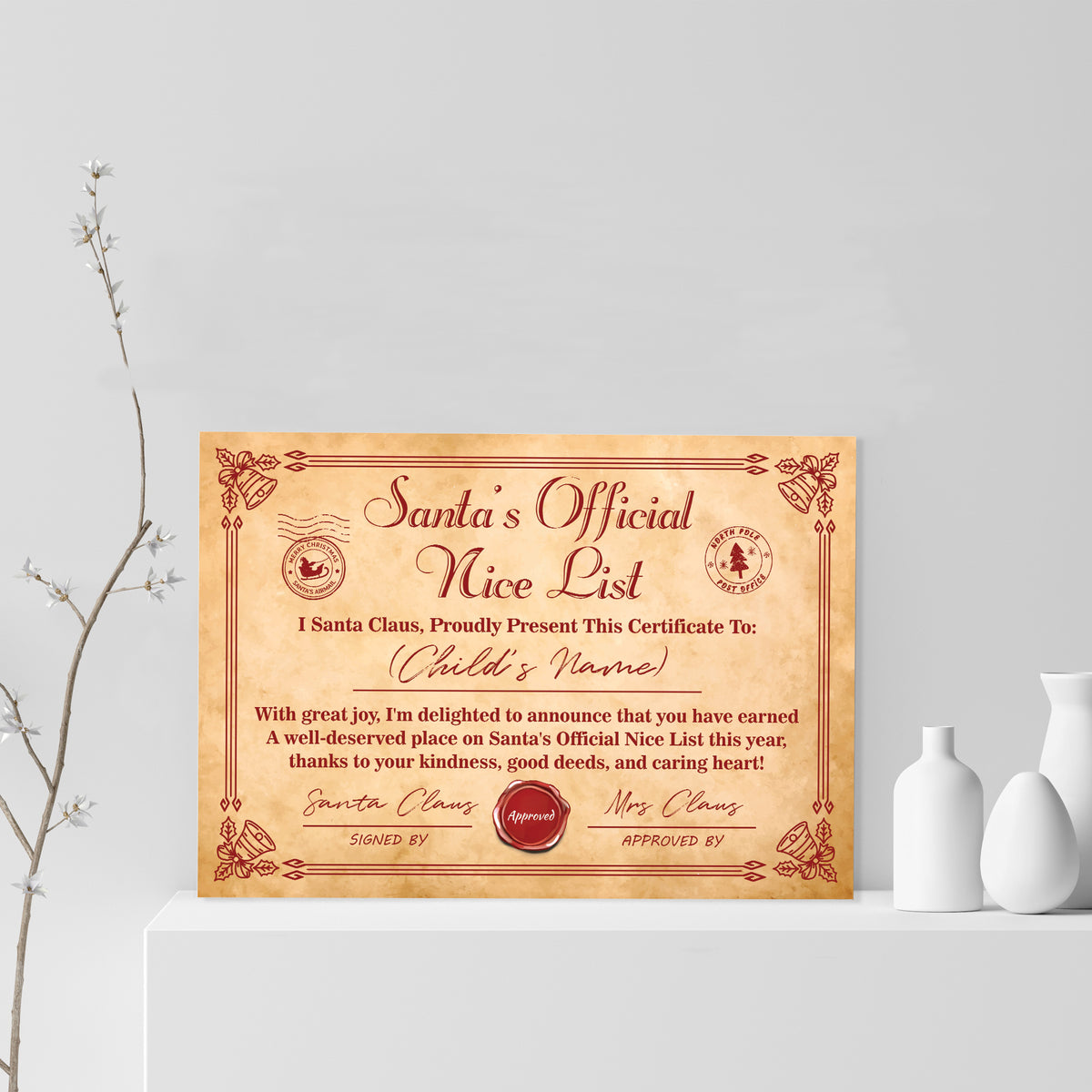 Santas Nice List Christmas Eve Gift For Children Personalised