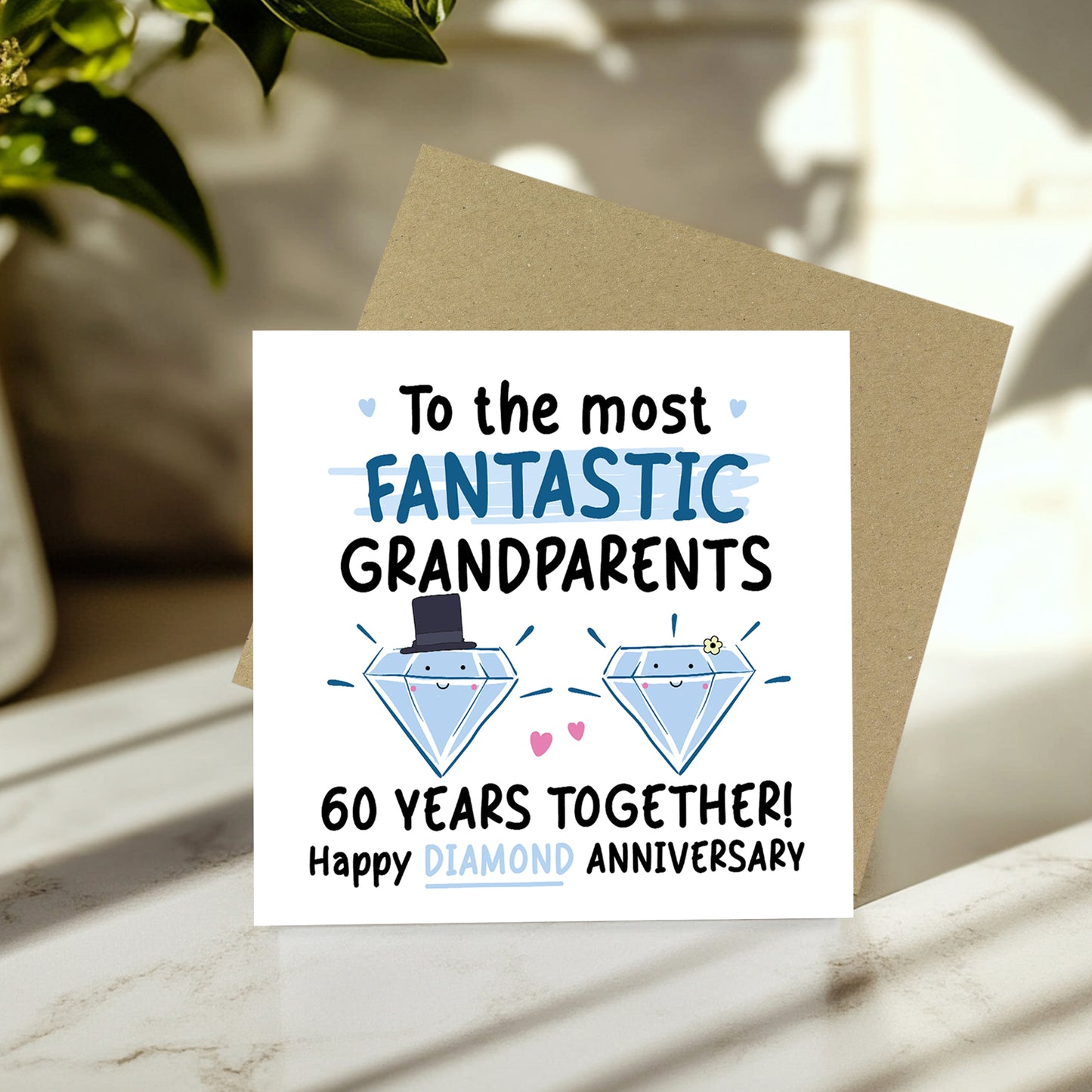 Diamond Anniversary Card for Grandparents 60th Anniversary Card