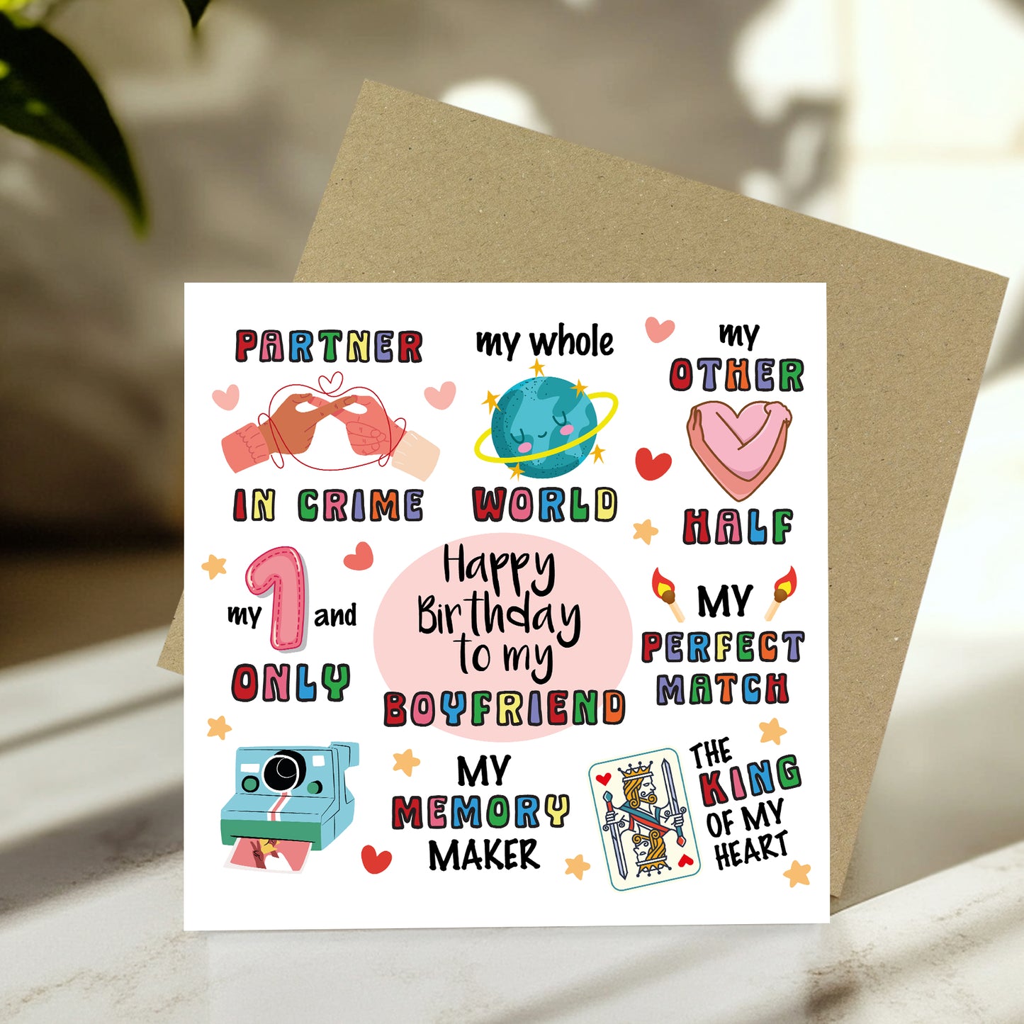 Happy Birthday Card For Boyfriend Kraft Envelope Birthday Card