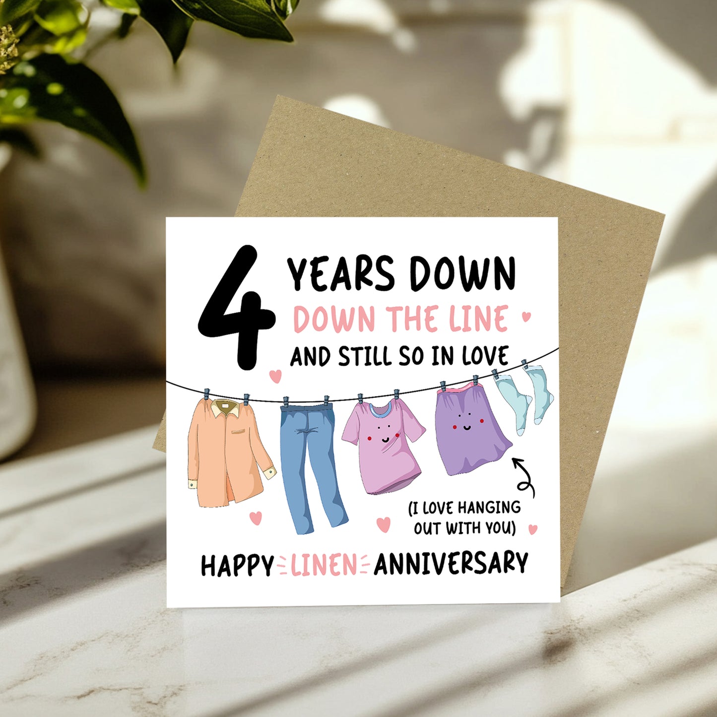 Funny Linen Anniversary Card For Husband Wife 4th Anniversary