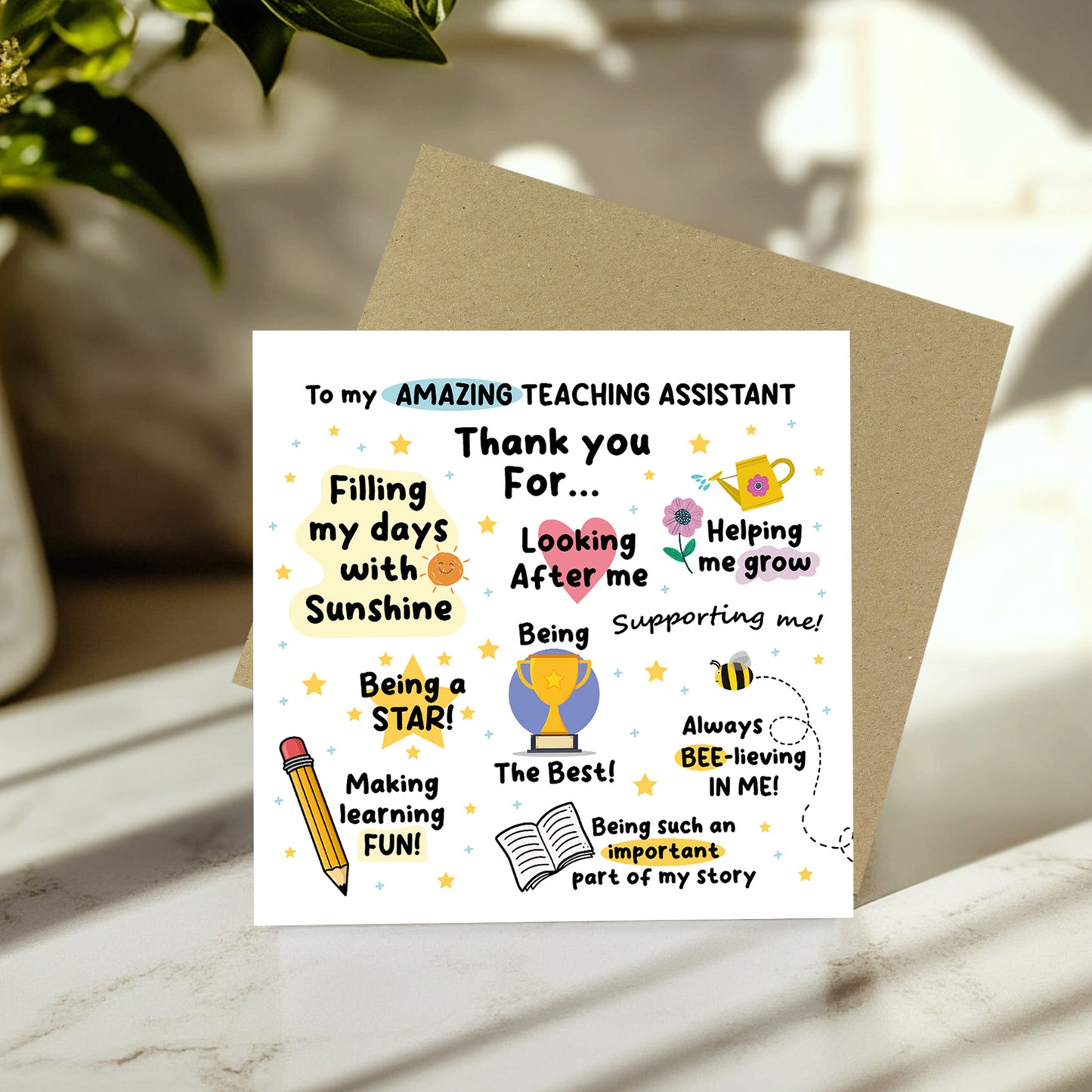 Thank You Card For Teaching Assistant Card For Him Her