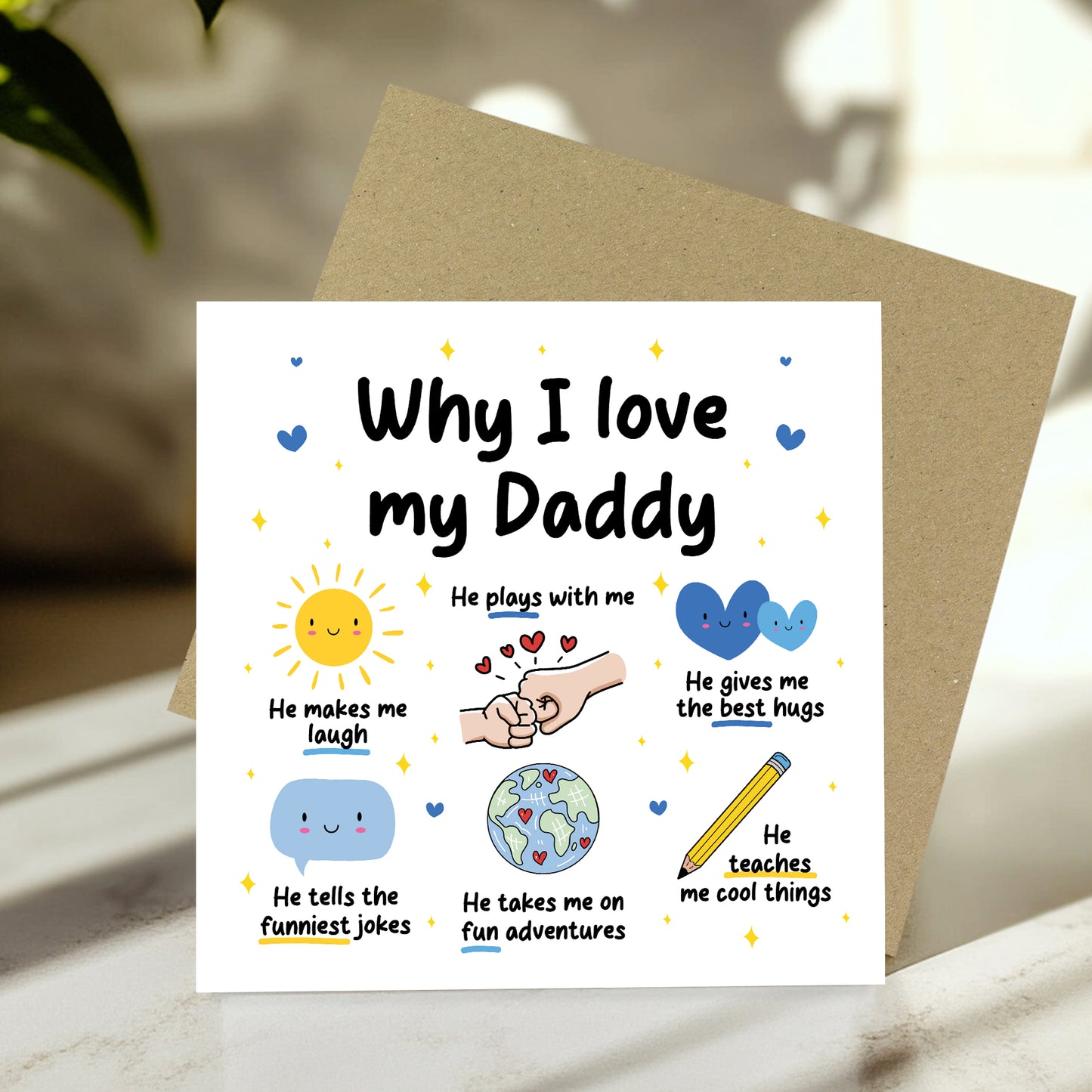 Daddy Card Why I Love Daddy Card Birthday Card for Daddy