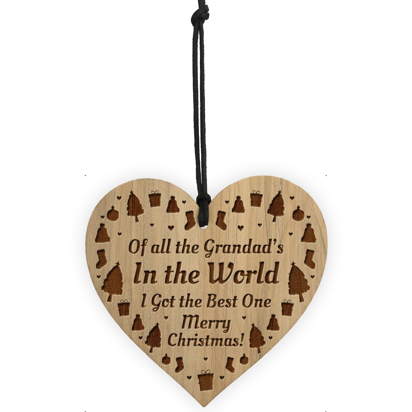 Christmas Gift For Grandad Hanging Wooden Heart Grandparent
