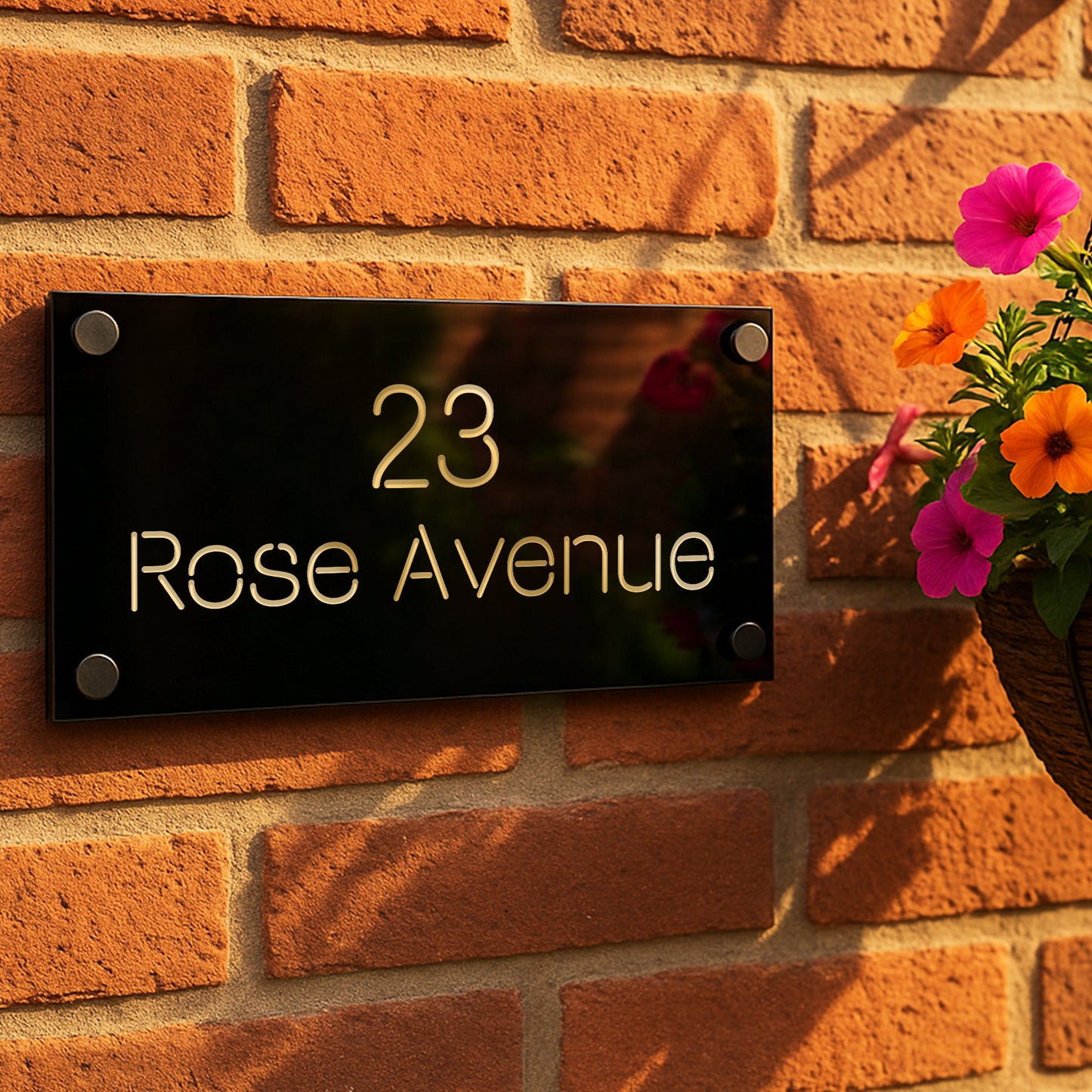 House Sign Door Number Laser Engraved Personalised Address Sign