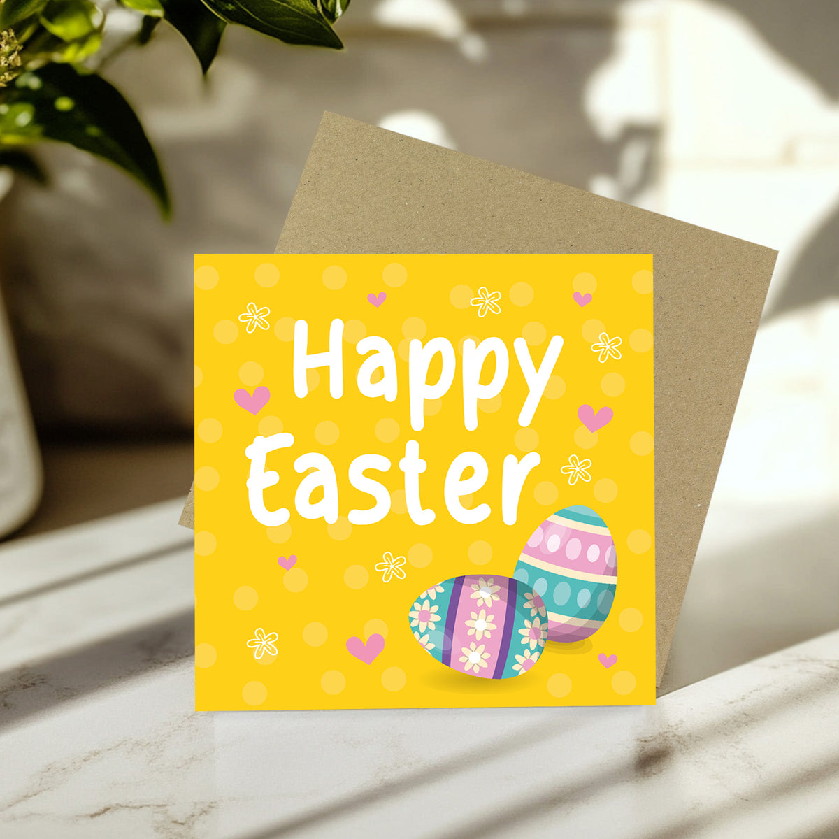 Yellow Easter Card, Bunny Easter Card, Card For Easter