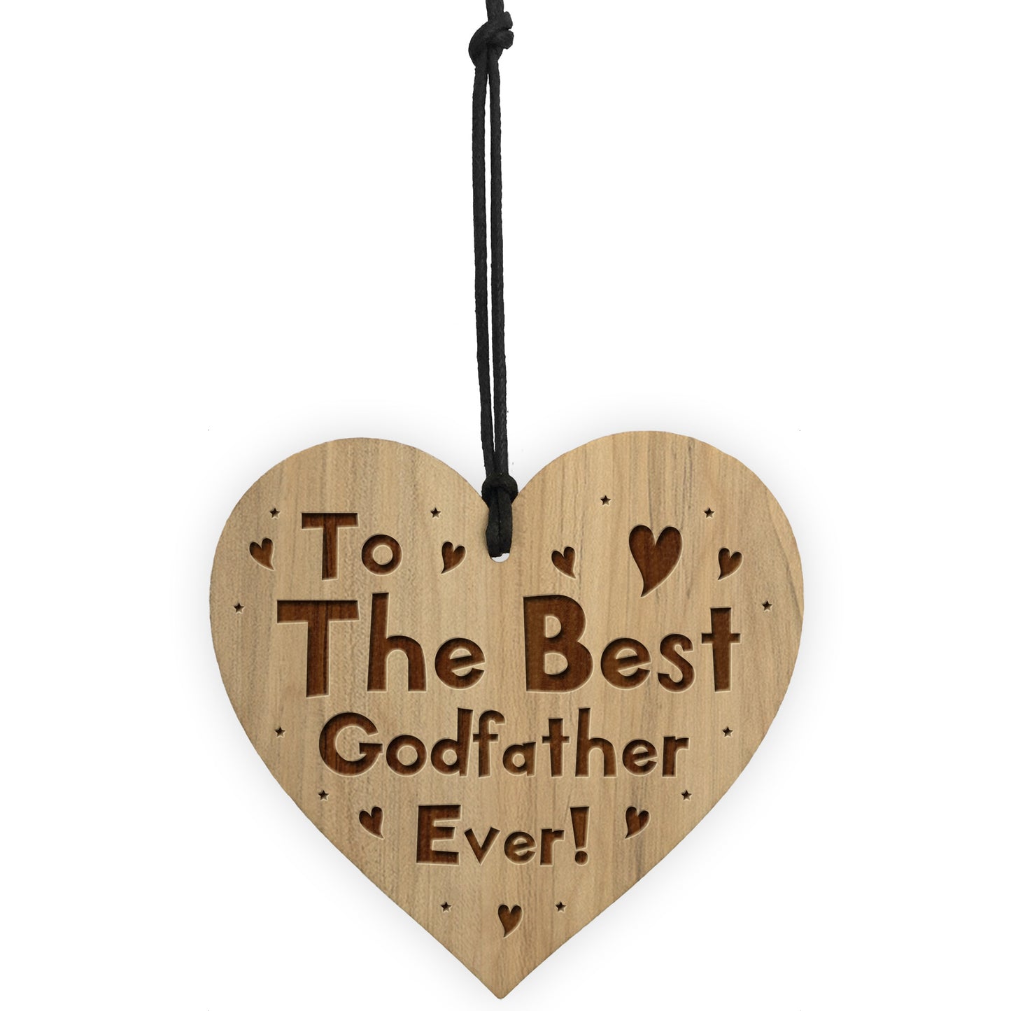 Gift For Best Godfather Engraved Wooden Heart Godfather Gifts