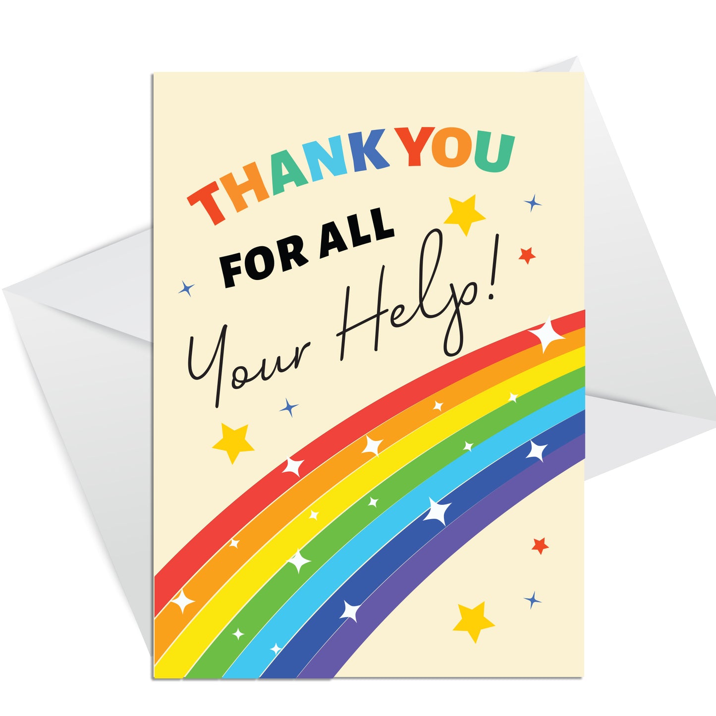 6 Pack Thank You Card Multipack With White Envelopes Rainbow
