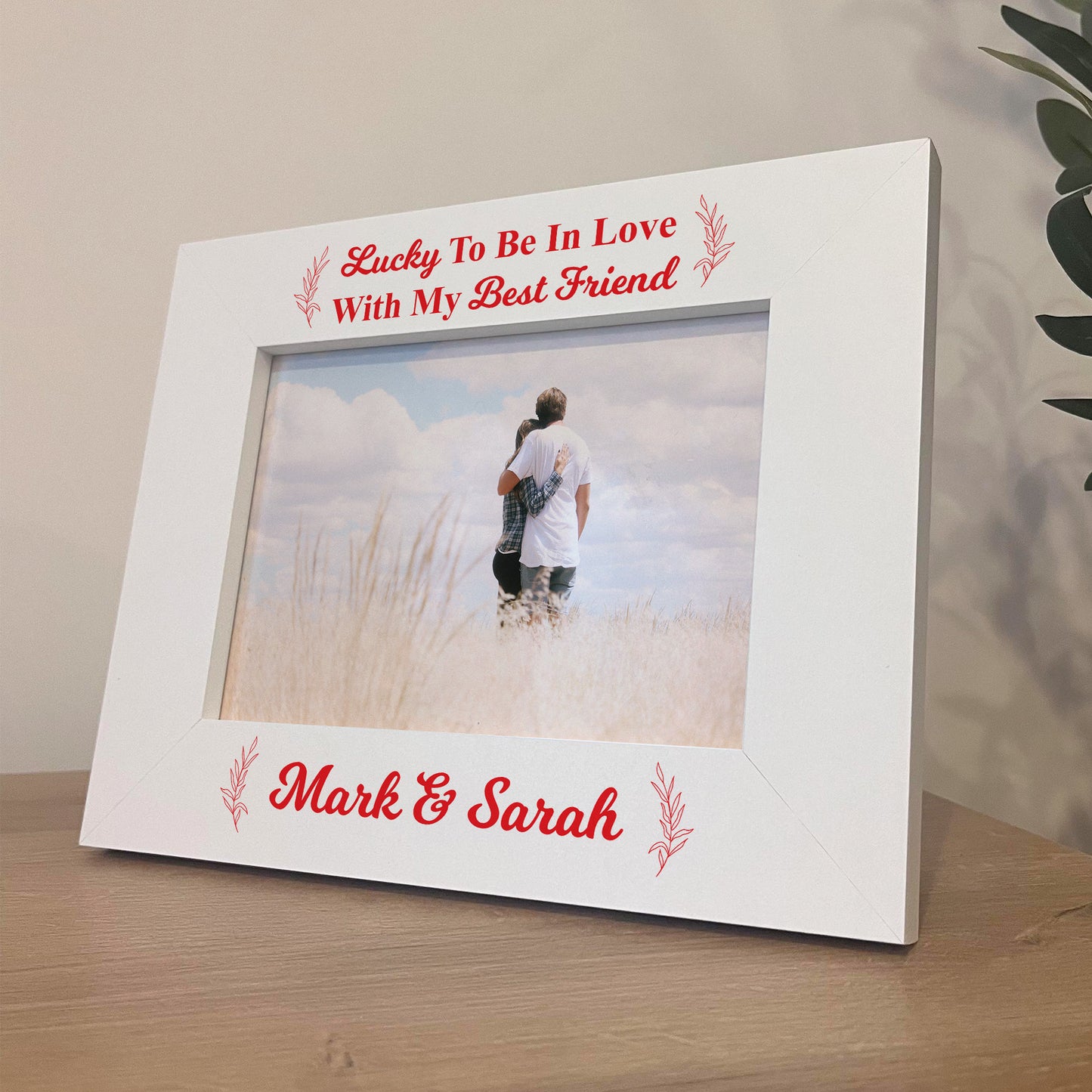 Personalised White Wooden Photo Frame For Couple 7X5 Frame