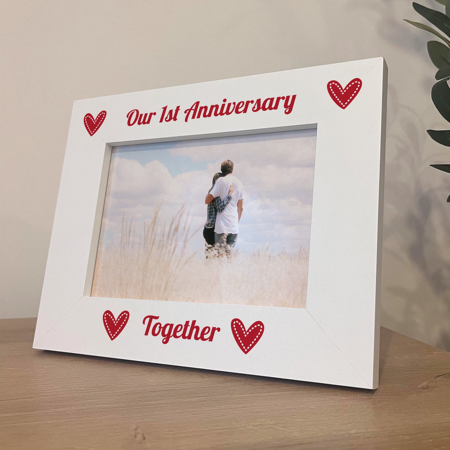 Our 1st First Anniversary 7x5 White Frame Gift For Couples