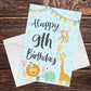 9th Birthday Jungle Animals Card for Girls Boys 9 Year Old Child