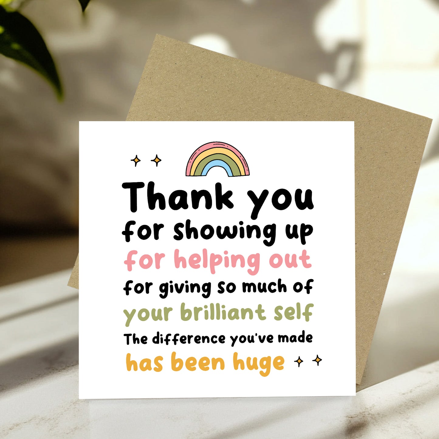 Thank You Card For Someone Special Card For Teacher Volunteer