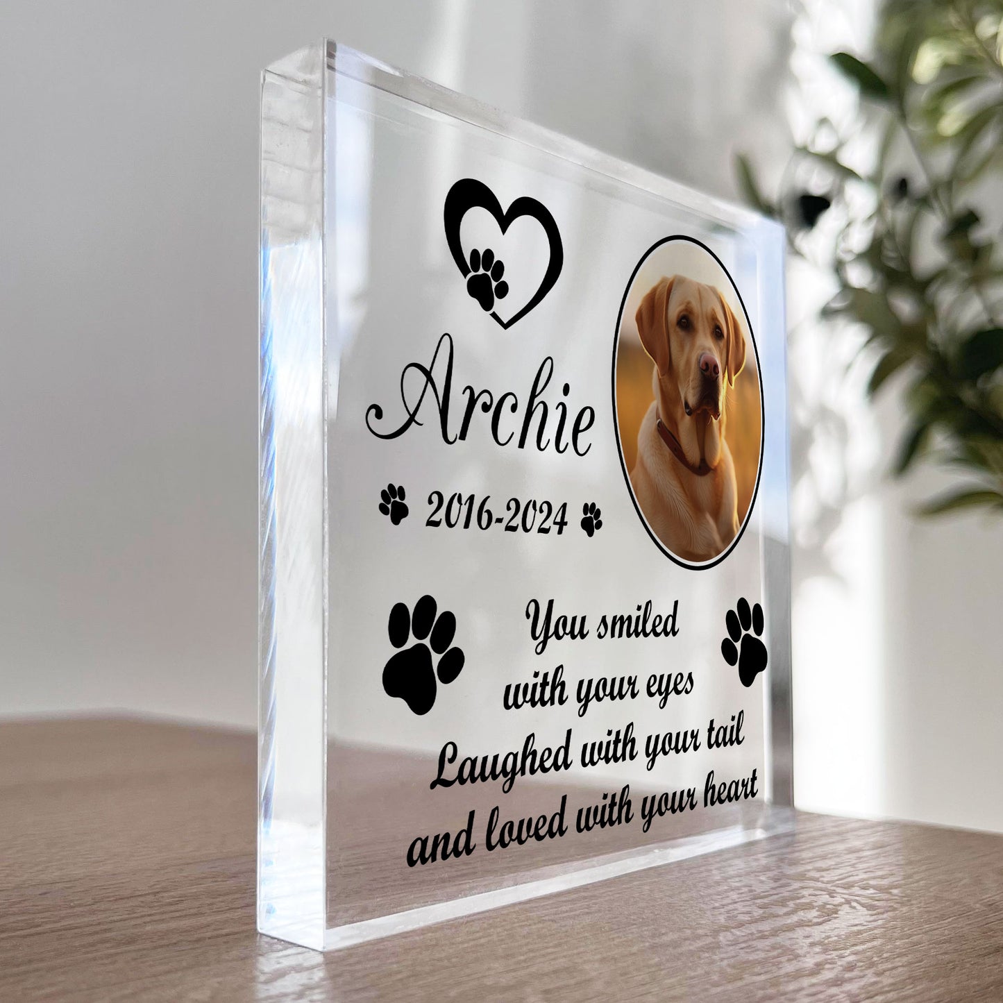 Freestanding Pet Memorial Plaque Photo Printed Personalised Dog