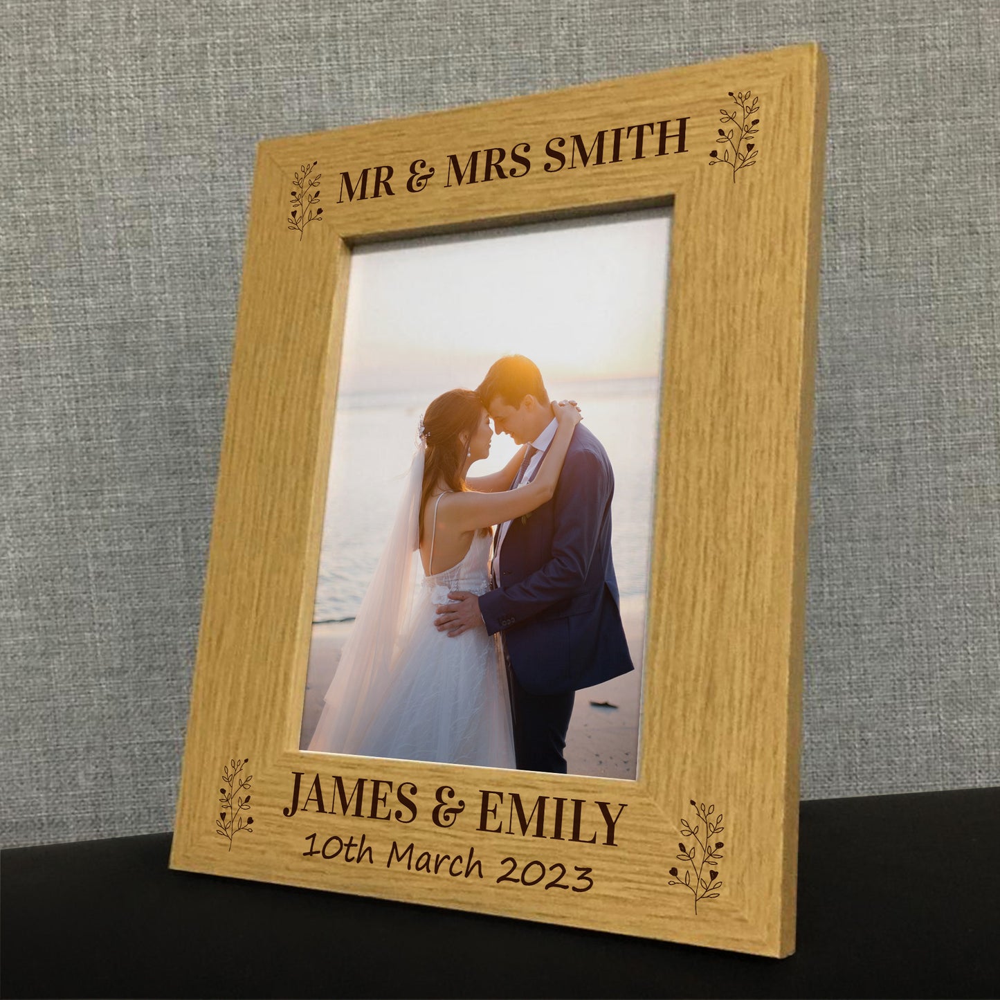 Personalised Wedding Day Photo Frame and Heart Husband Wife Gift