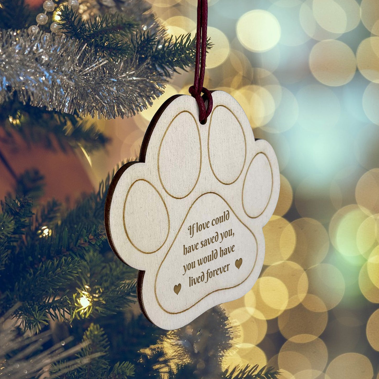 Pet Memorial Bauble Engaved Wood Bauble Christmas Tree Ornament