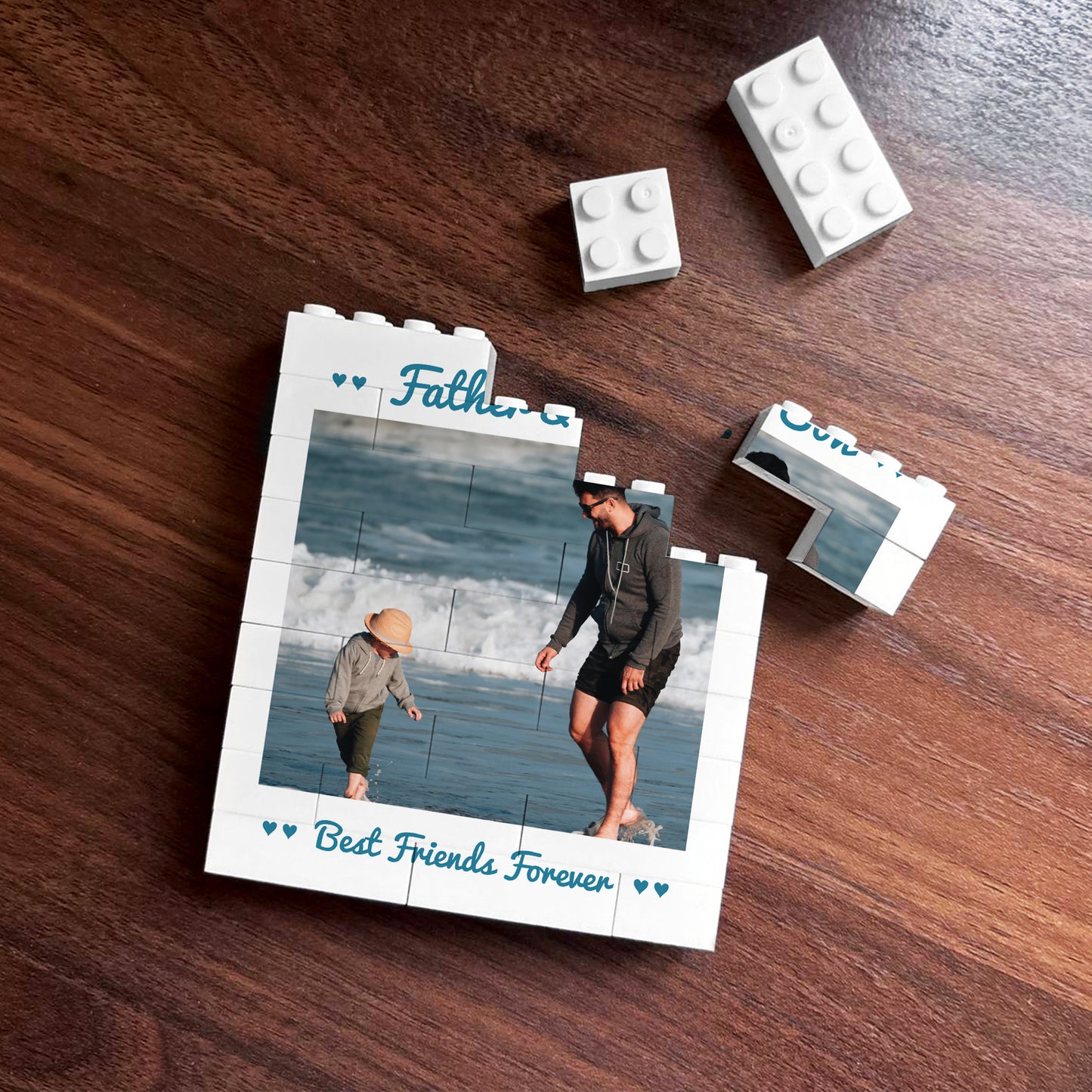 Personalised Father And Son Plaque Brick Photo Block Birthday