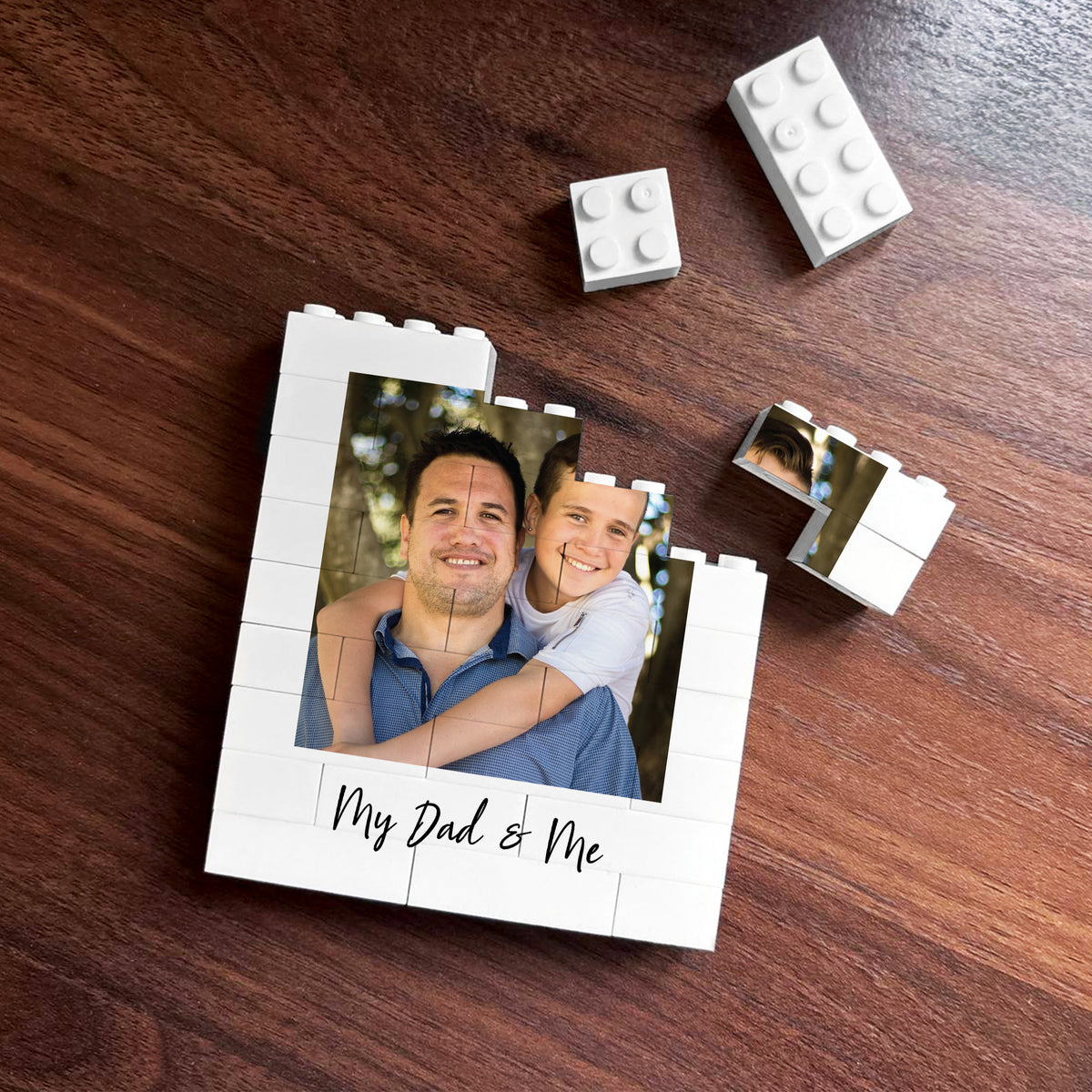 Personalised My Dad & Me Brick Photo Block Gift for Dad