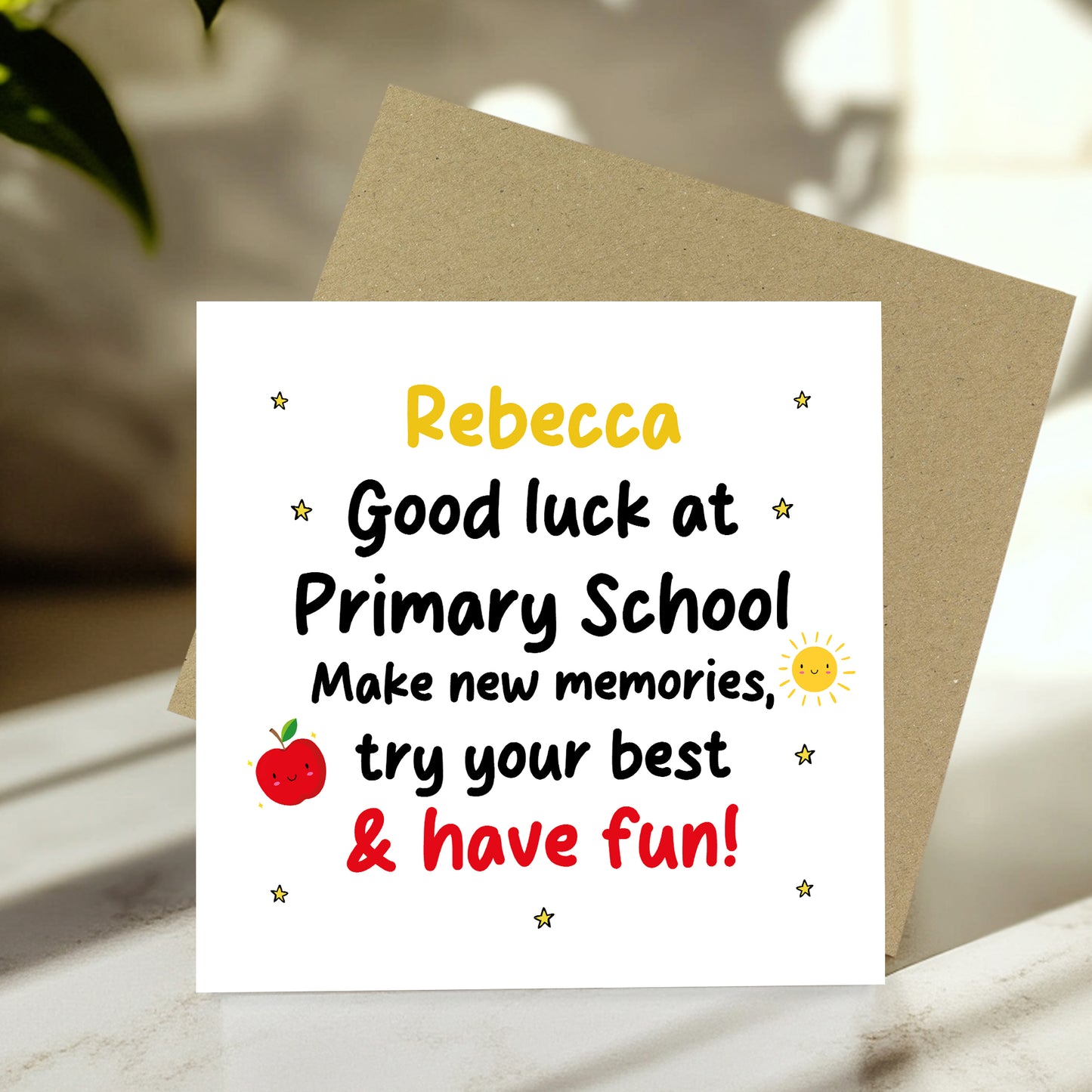 Personalised Good Luck Primary School Card For Son Daughter