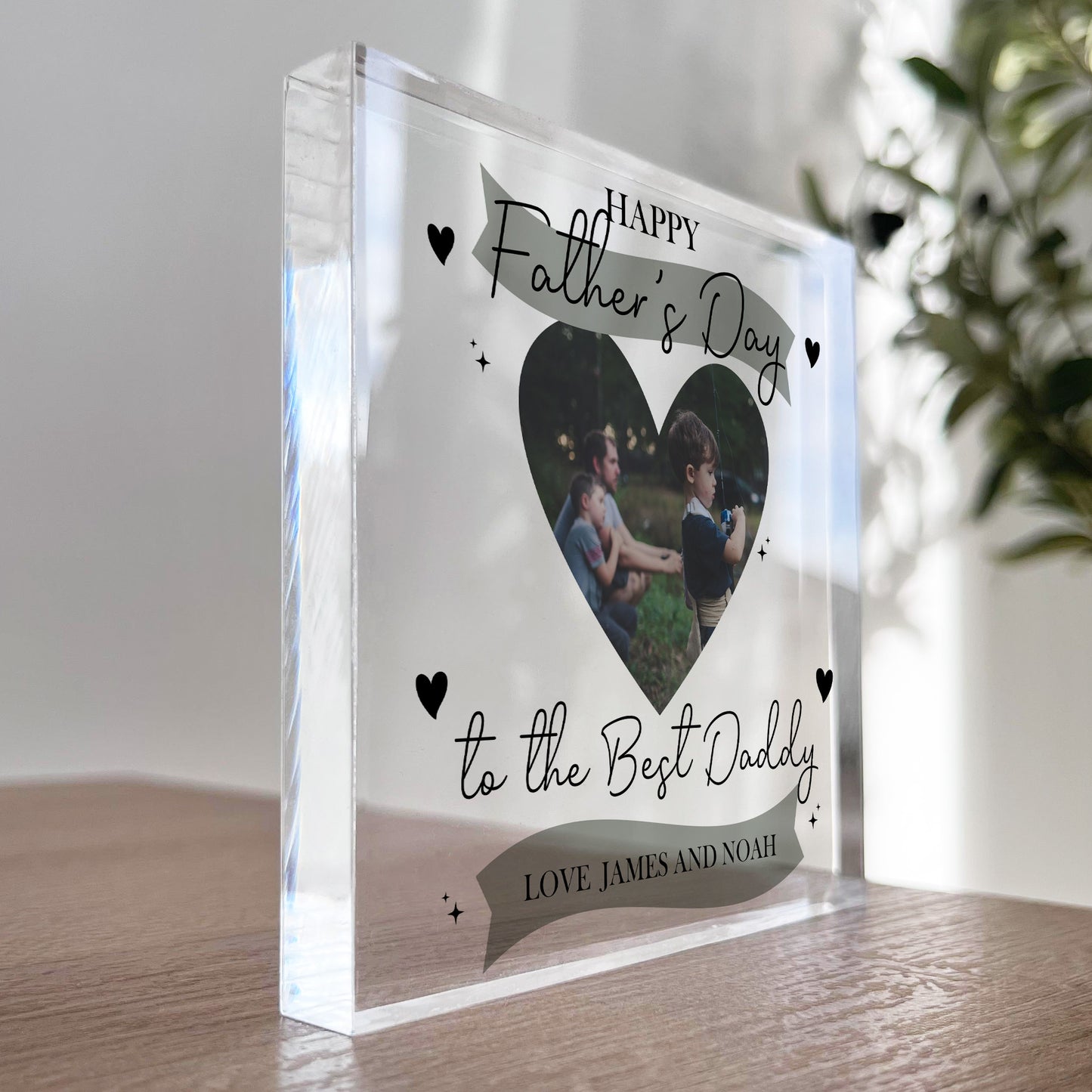 Fathers Day Gift For Best Daddy Personalised Clear Block Daddy