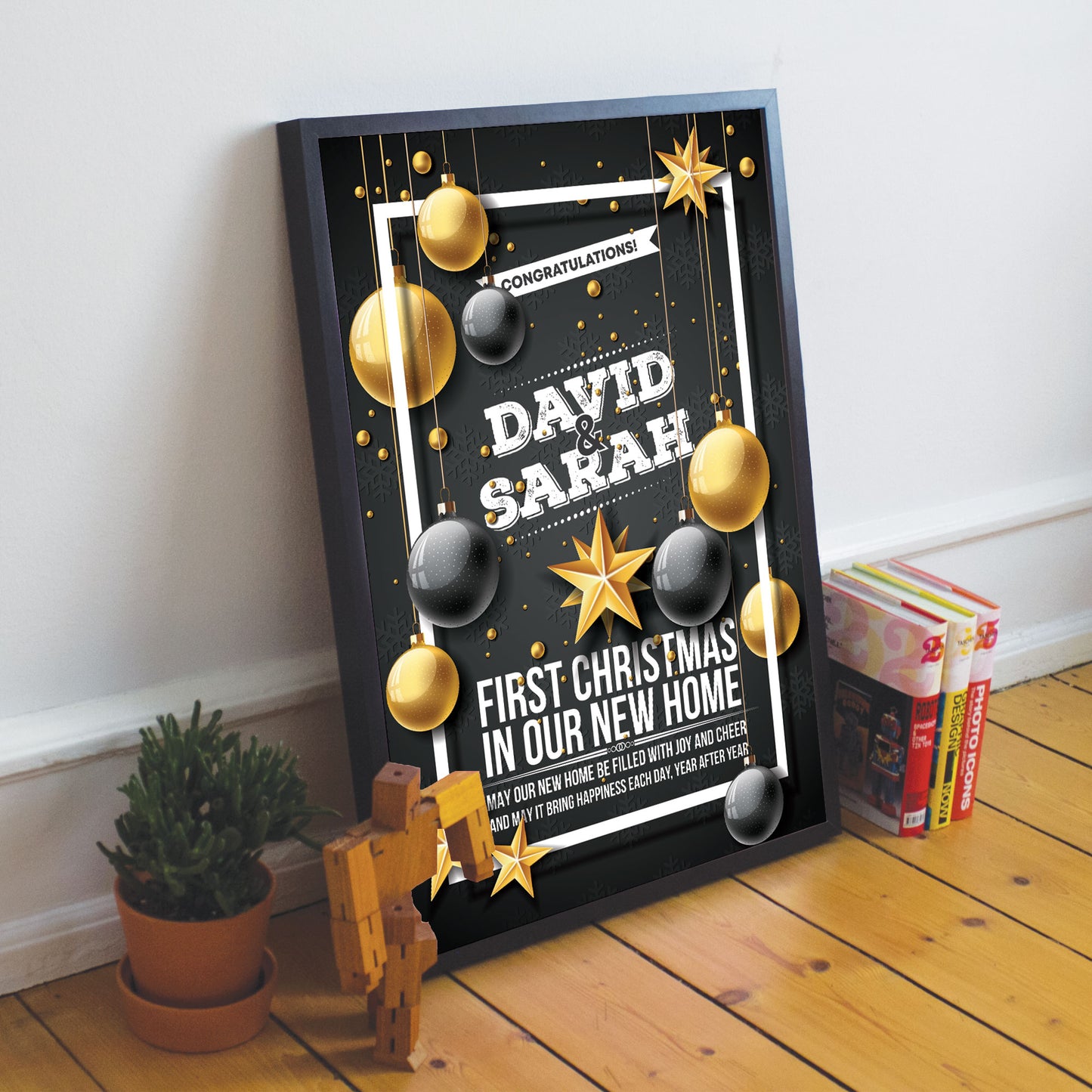 Personalised First Christmas In Our New Home Framed Print Couple