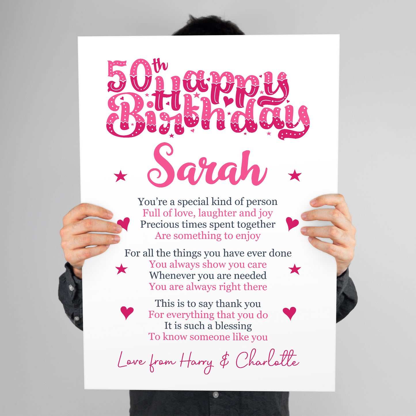 PERSONALISED 50th Birthday Gifts For Her Gift For Daughter A3