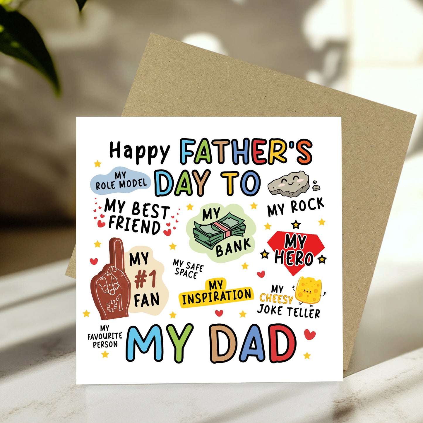 Novelty Fathers Day Card For Dad My Rock My Hero Cute Card