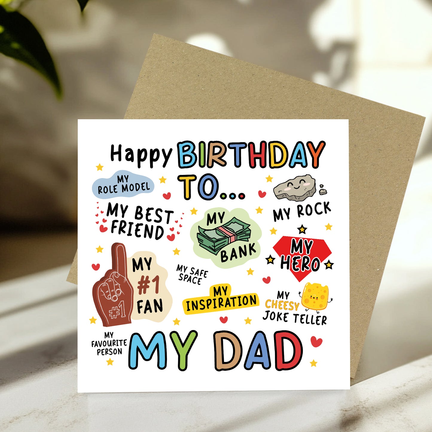 Novelty Happy Birthday Card For Dad My Rock My Hero Card