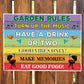 Colourful Garden Rules Sign Hanging Wall Sign Garden Signs