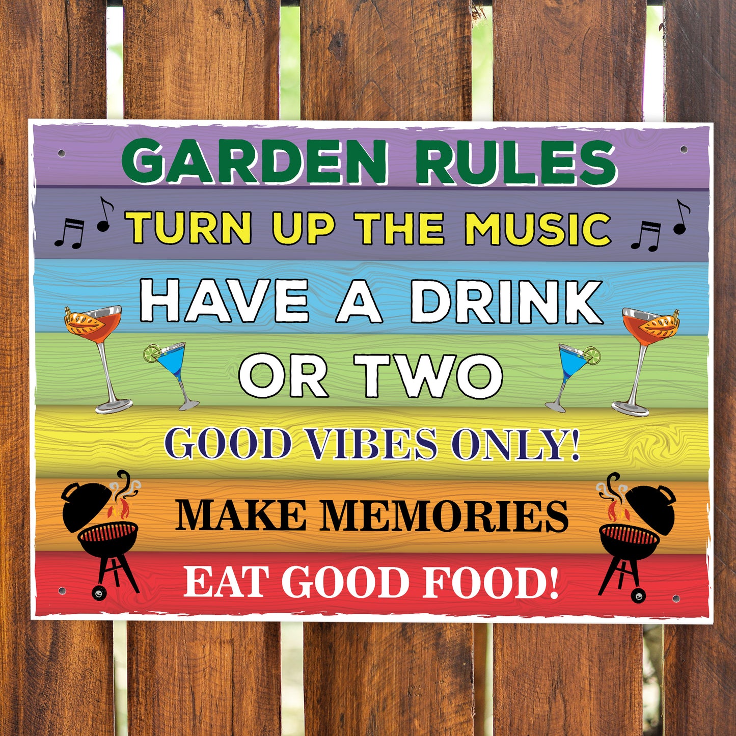 Colourful Garden Rules Sign Hanging Wall Sign Garden Signs