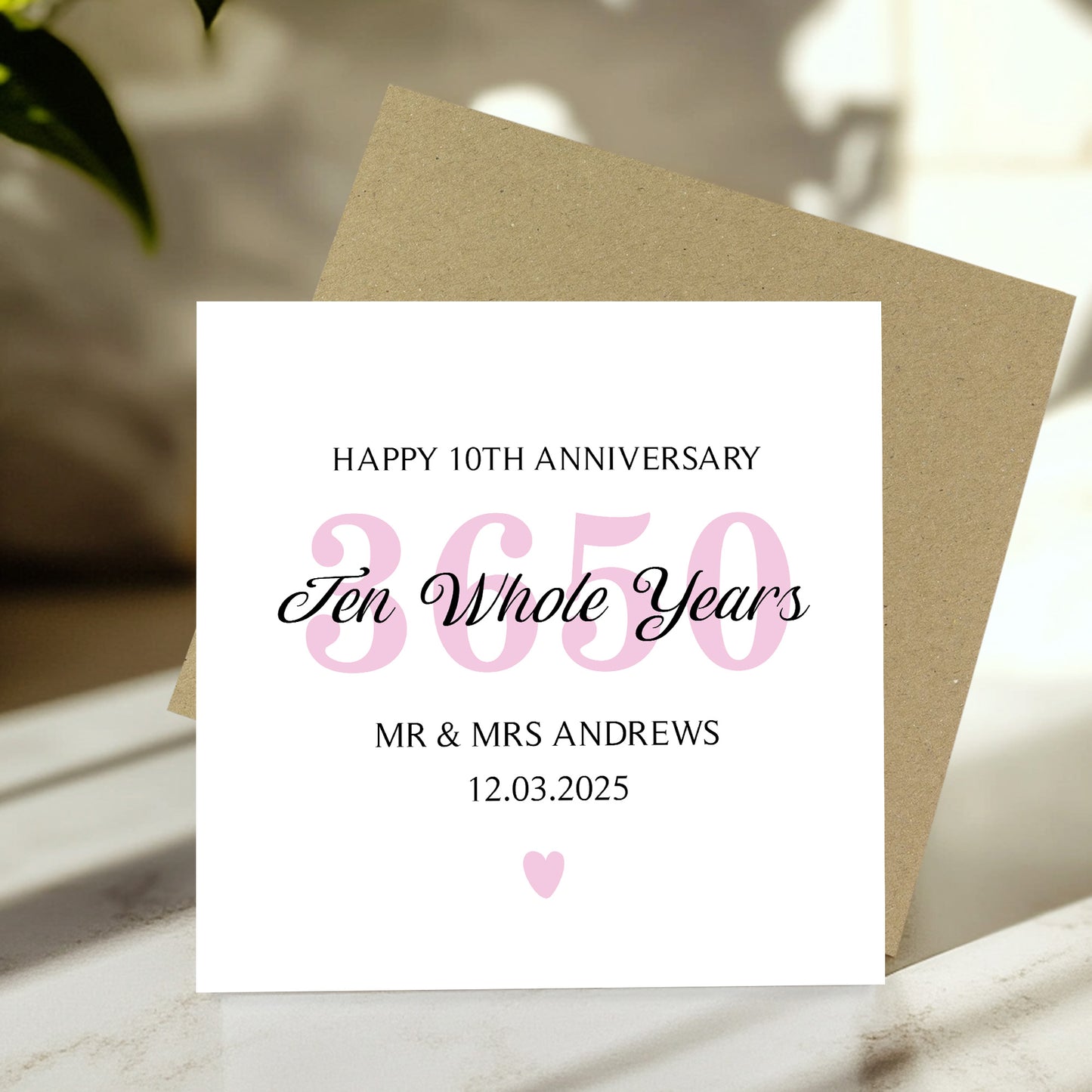Personalised 10th Wedding Anniversary Card For Husband Wife