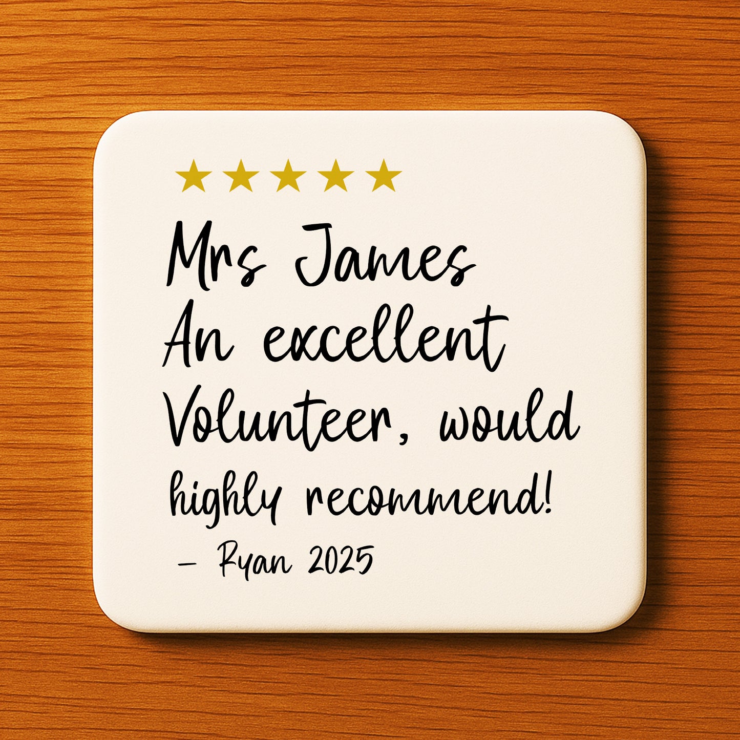 Personalised Excellent Volunteer Coaster Appreciation Gift