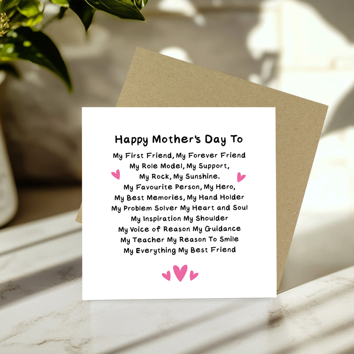 Happy Mothers Day Card With Envelope Card For Mum Cards