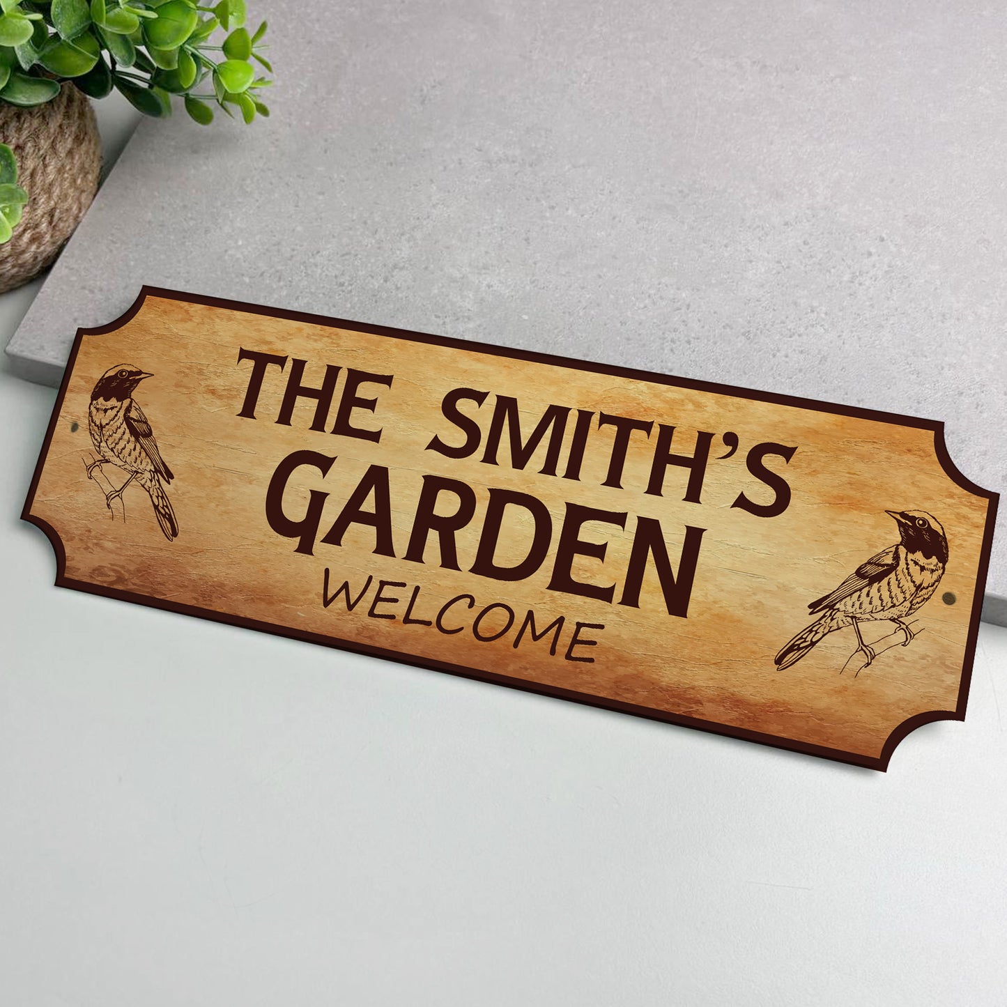 Personalised Garden Sign Welcome Rustic Plaque Outside Garden De