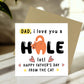 Funny Fathers Day Card From The Cat I Love You A Hole Lot Joke