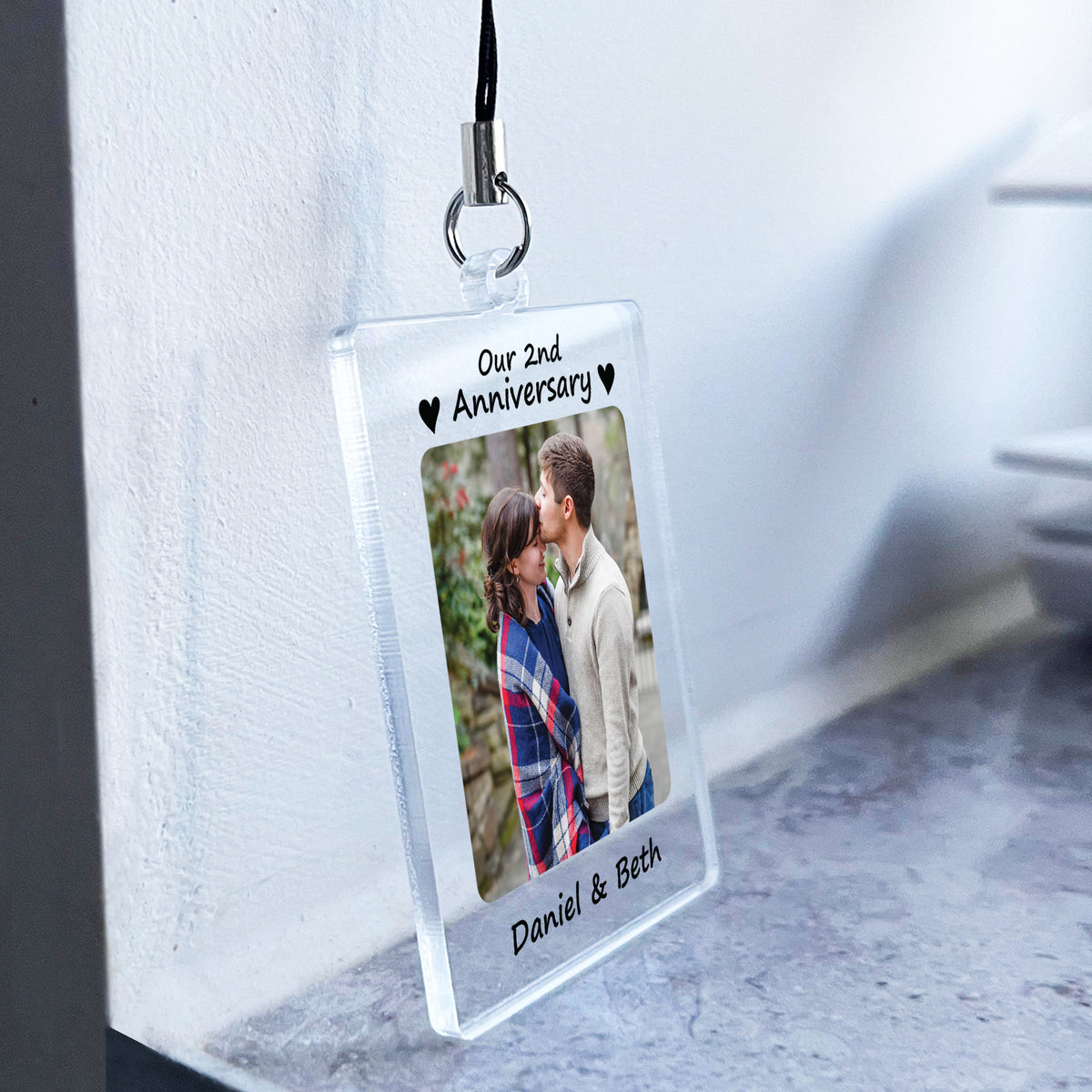 Custom Couple Keychain Personalised 2nd Anniversary Gift