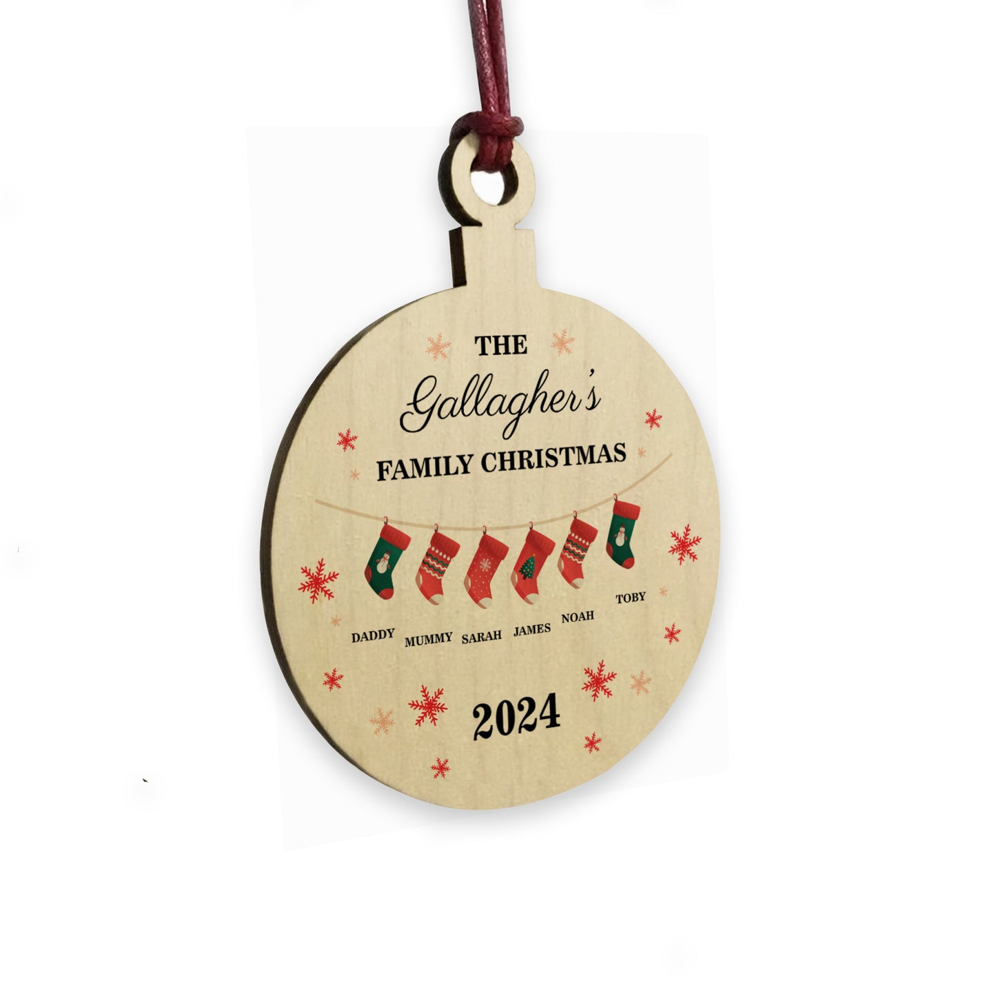 Personalised Christmas Decoration For Family of 6 Ornament