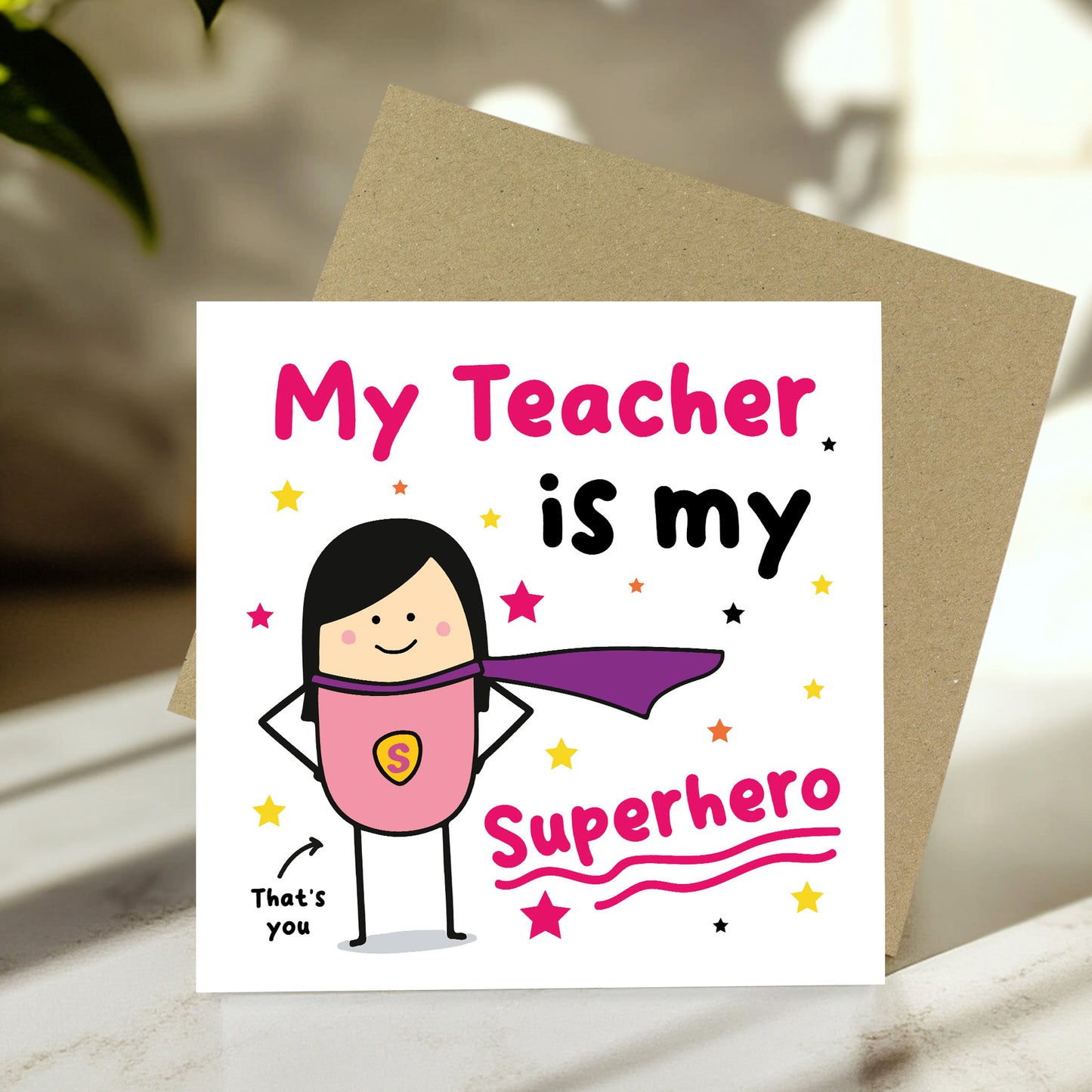 Card For Teacher Thank You Card My Superhero Card For Women