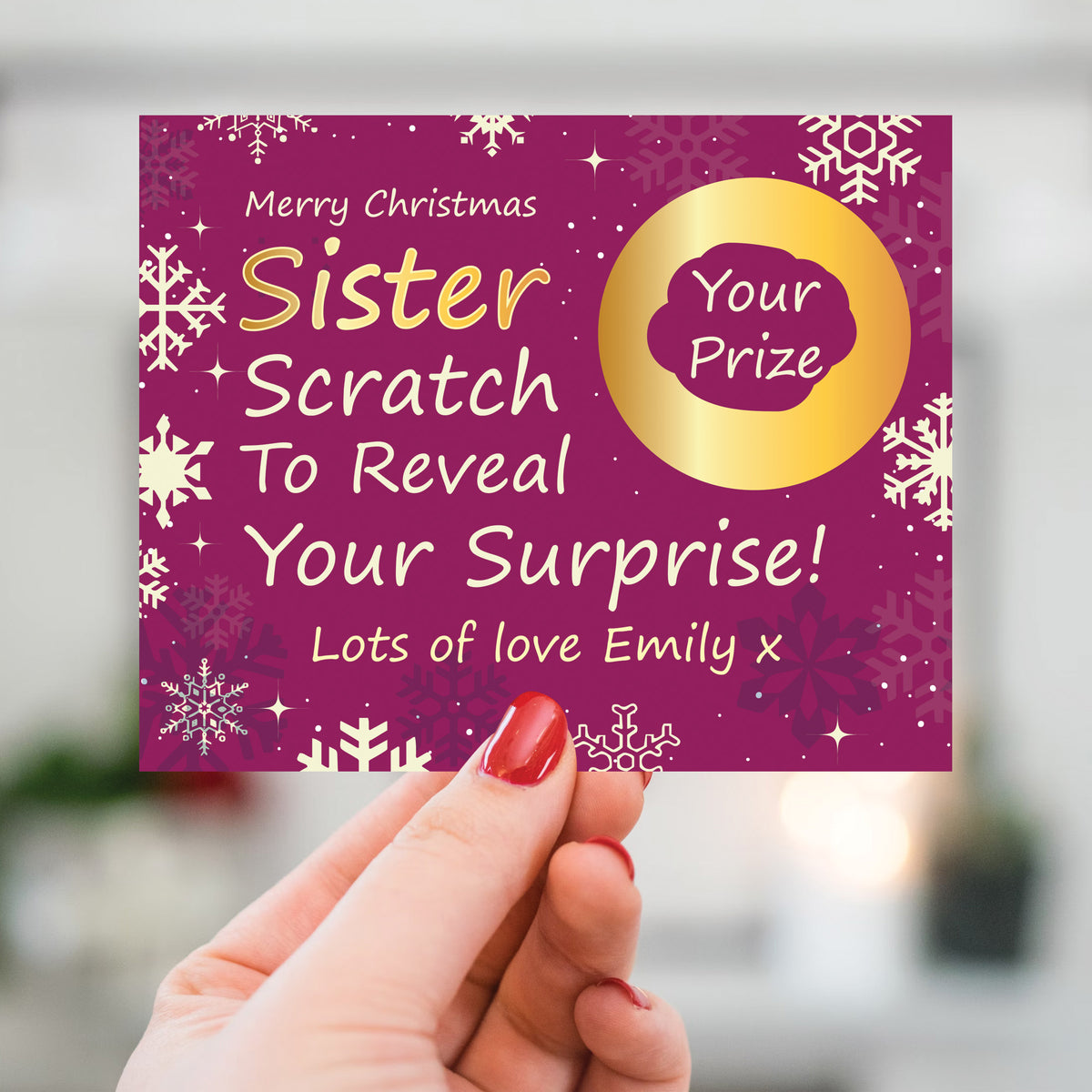 Personalised Sister Christmas Scratch Reveal Card Surprise