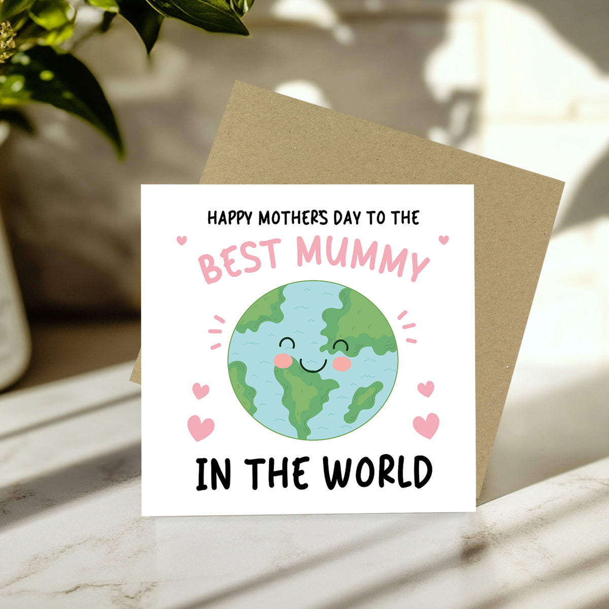 Mothers Day Card For Best Mummy Square Card With Envelope