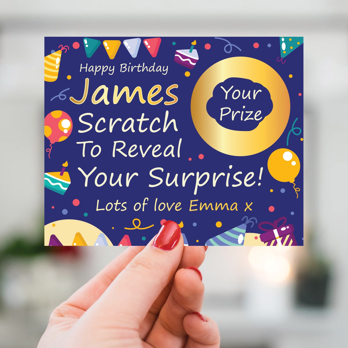 Personalised Birthday Surprise Reveal Scratch Off Card Prize