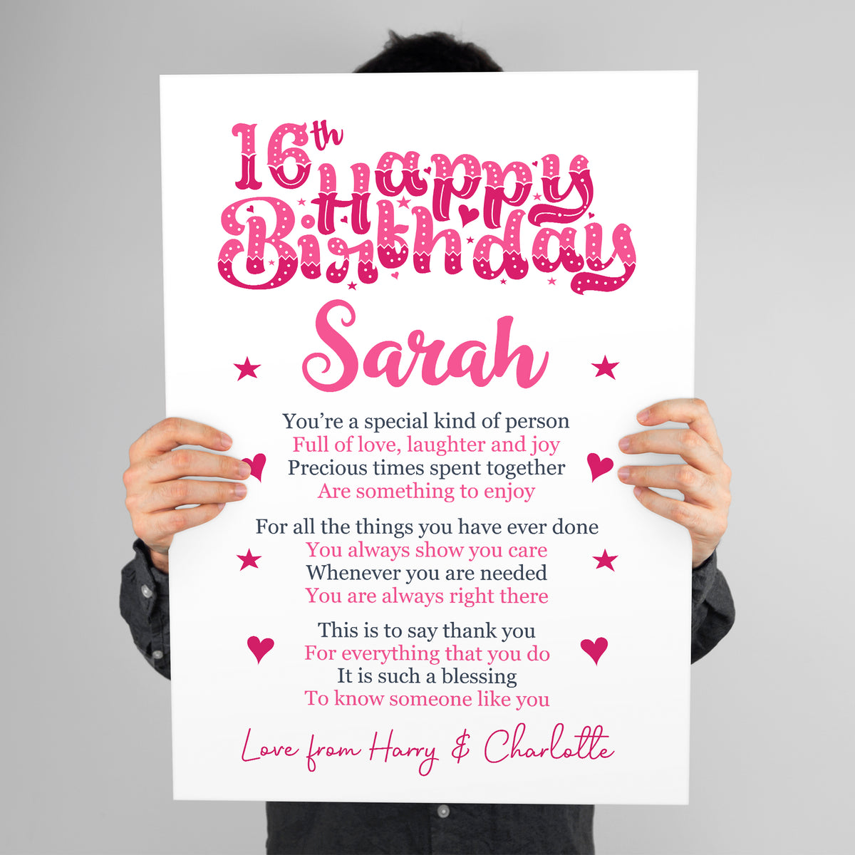 PERSONALISED 16th Birthday Gifts For Her Gift For Daughter A3